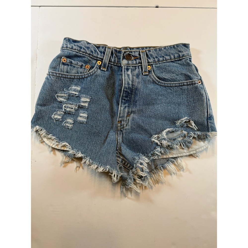 Vintage 90s Levi's 512 Cut Off Denim Shorts Women's Size 4 Regular Distressed